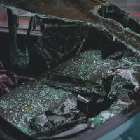 car with a broken windshield